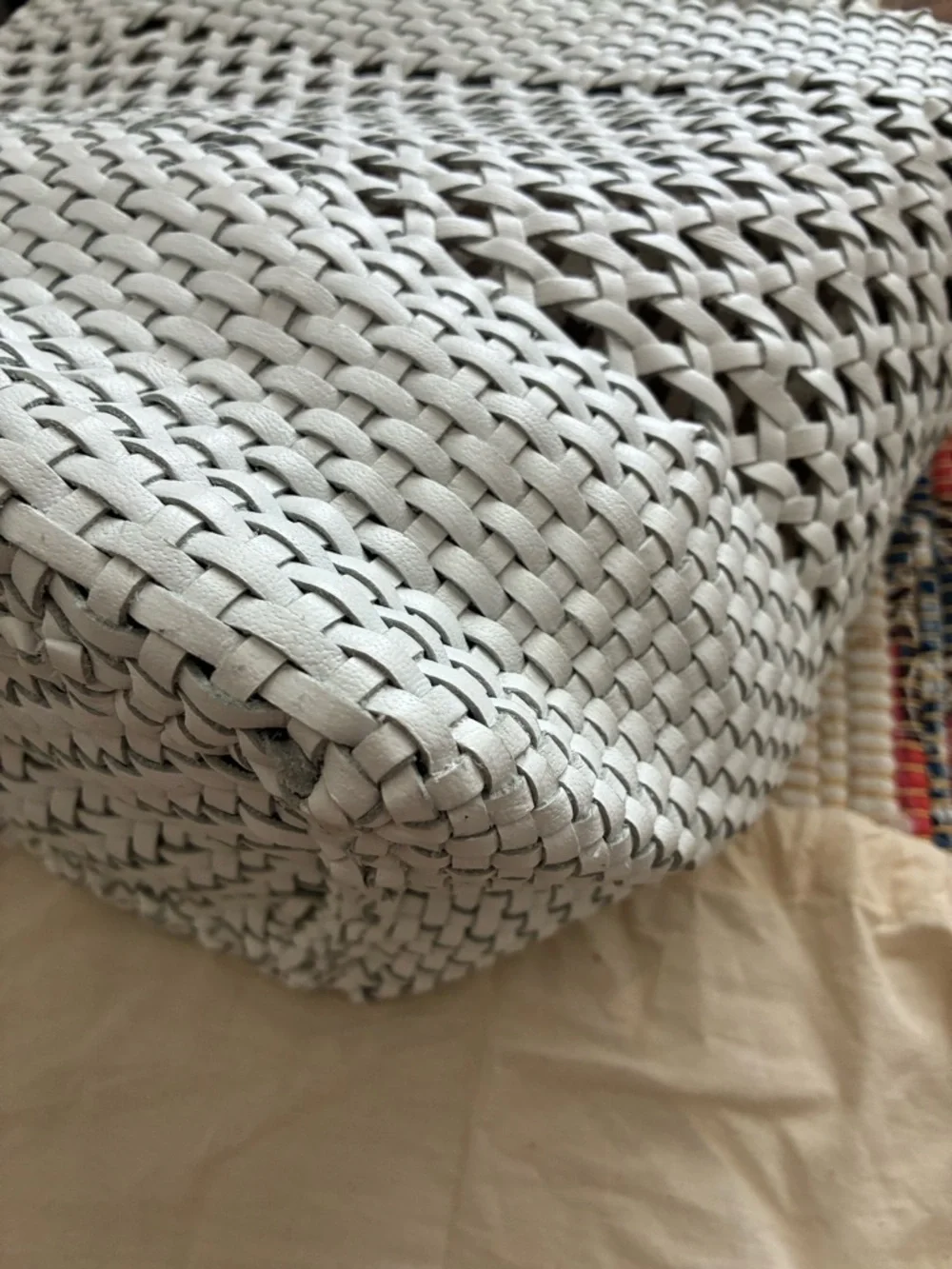 Loeffler Randall White Woven Tote with Braided Handles and Removable lining - Picture 6 of 8